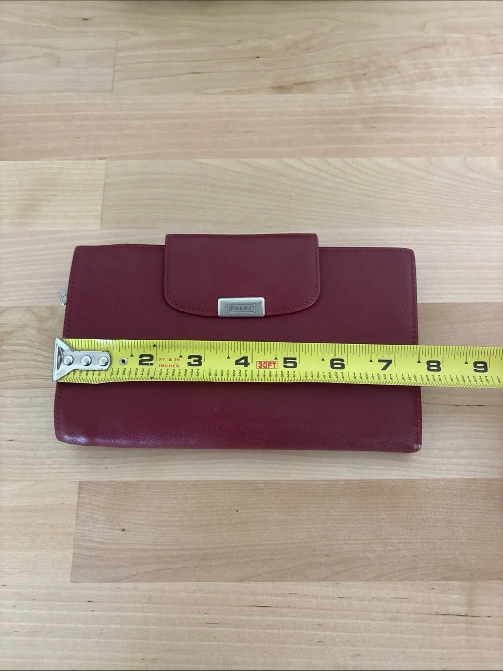 Red Leather Clutch Wallet with Metal Accent - Unbranded